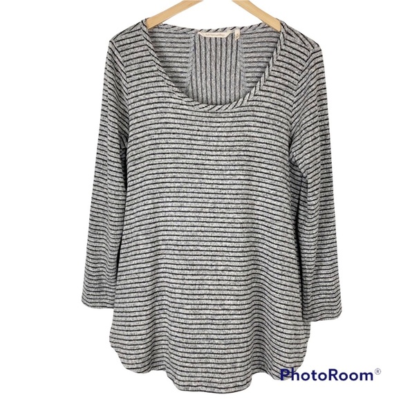SOFT SURROUNDINGS Black Gray Stripe Swing Scoop Neck Top Size Medium - Picture 11 of 11